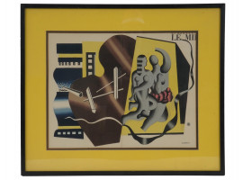 ABSTRACT LITHOGRAPH WITH FIGURES BY FERNAND LEGER